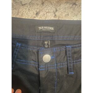 NWTTrue Religion Mens Jet Black Pacific Blue Contrast Stitch Cargo Pants 108335